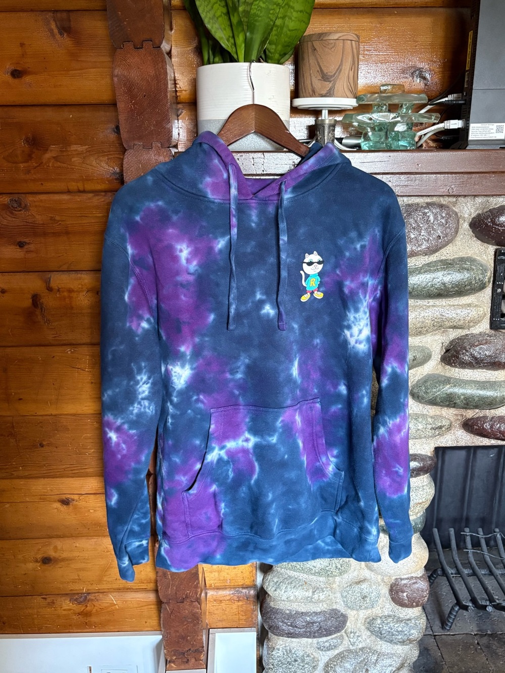 RIPNDIP Lord Nermal Tie Dye Graphic Hoodie Blue Purple Men’s M